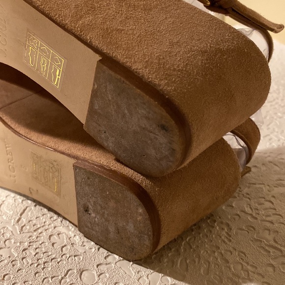 J Crew Marcie Tan Suede Criss Cross Wedge Sandals 8 Beautiful Shoes. - Picture 7 of 16